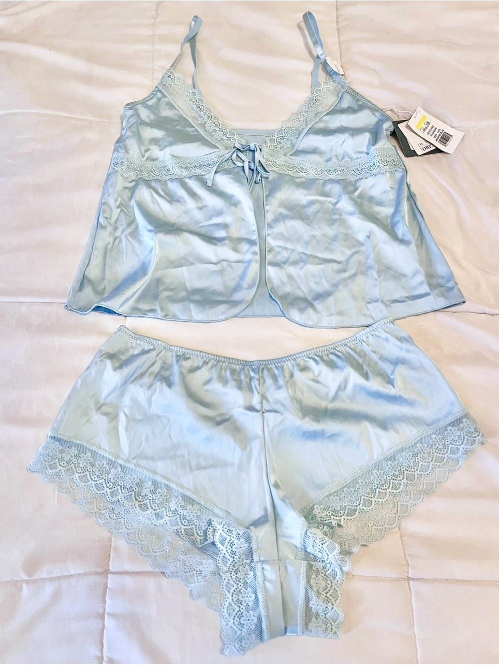 Rene Rofe 2 Piece Blue Lingerie Cami & Panty Shorts Set Sleepwear size m new